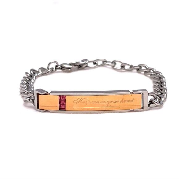 Keep me in your heart bracelet silver and gold color - Picture 1 of 4